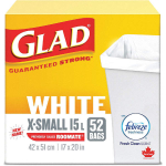 Garbage bags, Glad Kitchen Catcher, White W/Febreze 15L, 52 Pack
