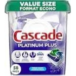 Cascade Platinum Plus Dishwasher Pods, 58 count
